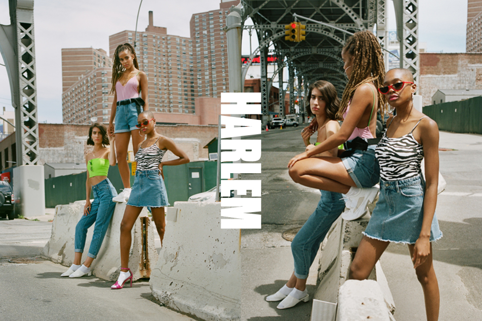 girls wearing lee jeans harlem denim collection of jeans. frayed skirts and shorts