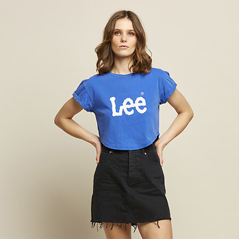 Image of Lee Jeans Australia Cobalt CROP SCOOP LOGO TEE COBALT BLUE